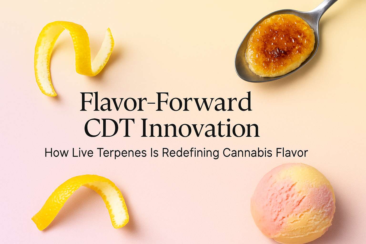Gourmet citrus and berry dessert collage representing flavor-forward cannabis-derived terpene innovation