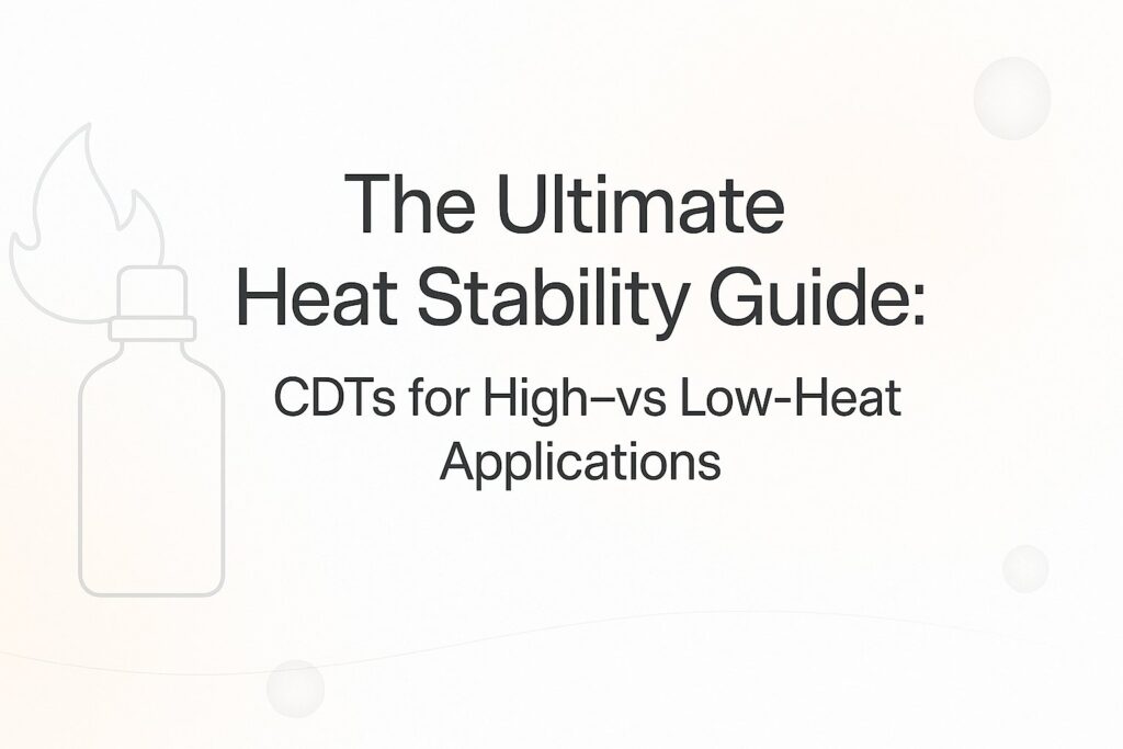 Cover image for The Ultimate Heat Stability Guide showing minimal line icons illustrating heat and formulation concepts.